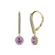 1 - Ava Amethyst and Diamond Halo Dangling Earrings 