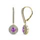 1 - Mavra 3.5mm Amethyst and Diamond Double Halo Dangling Earrings 