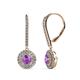 1 - Mavra 3.5mm Amethyst and Diamond Double Halo Dangling Earrings 