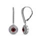 1 - Mavra 3.5mm Red Garnet and Diamond Double Halo Dangling Earrings 