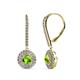 1 - Mavra 3.5mm Peridot and Diamond Double Halo Dangling Earrings 