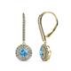 1 - Mavra 3.5mm Blue Topaz and Diamond Double Halo Dangling Earrings 