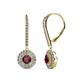 1 - Mavra 3.5mm Ruby and Diamond Double Halo Dangling Earrings 