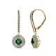 1 - Mavra 3.5mm Emerald and Diamond Double Halo Dangling Earrings 