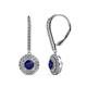 1 - Mavra 3.5mm Blue Sapphire and Diamond Double Halo Dangling Earrings 