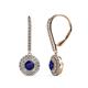 1 - Mavra 3.5mm Blue Sapphire and Diamond Double Halo Dangling Earrings 