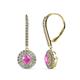 1 - Mavra 3.5mm Pink Sapphire and Diamond Double Halo Dangling Earrings 