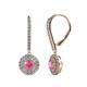 1 - Mavra 3.5mm Pink Tourmaline and Diamond Double Halo Dangling Earrings 