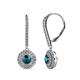 1 - Mavra 3.5mm Blue and White Diamond Double Halo Dangling Earrings 