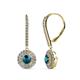 1 - Mavra 3.5mm Blue and White Diamond Double Halo Dangling Earrings 
