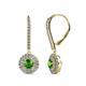 1 - Mavra 3.5mm Green Garnet and Diamond Double Halo Dangling Earrings 