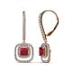 1 - Turia Ruby and Diamond Double Halo Dangling Earrings 