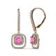 1 - Turia Pink Sapphire and Diamond Double Halo Dangling Earrings 