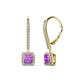 1 - Freda Amethyst and Diamond Halo Dangling Earrings 