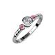2 - Azalea Diamond and Rhodolite Garnet Three Stone Engagement Ring 