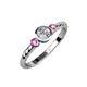 2 - Azalea Diamond and Pink Sapphire Three Stone Engagement Ring 