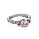 2 - Azalea Diamond and Pink Tourmaline Three Stone Engagement Ring 