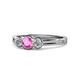 1 - Irina Pink Sapphire and Diamond Three Stone Engagement Ring 