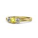 1 - Irina Yellow and White Diamond Three Stone Engagement Ring 
