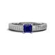 1 - Kaelan 6.00 mm Princess Cut Lab Created Blue Sapphire Solitaire Engagement Ring 