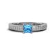 1 - Kaelan 6.00 mm Princess Cut Blue Topaz Solitaire Engagement Ring 