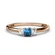 1 - Eadlin Princess Cut Blue Topaz and Diamond Three Stone Engagement Ring 