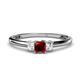 1 - Eadlin Princess Cut Red Garnet and Diamond Three Stone Engagement Ring 