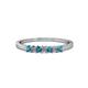 1 - Evia 2.00 mm Princess Cut London Blue Topaz and Diamond 7 Stone Wedding Band 