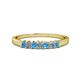 1 - Evia 2.50 mm Princess Cut Blue Topaz and Diamond 7 Stone Wedding Band 