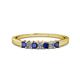 1 - Evia 2.50 mm Princess Cut Blue Sapphire and Diamond 7 Stone Wedding Band 