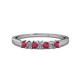 1 - Evia 2.50 mm Princess Cut Ruby and Diamond 7 Stone Wedding Band 