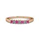 1 - Evia 2.50 mm Princess Cut Pink Sapphire and Diamond 7 Stone Wedding Band 