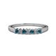 1 - Evia 2.50 mm Princess Cut London Blue Topaz and Diamond 7 Stone Wedding Band 