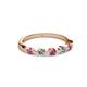 2 - Keva 3.00 mm Rhodolite Garnet and Diamond 5 Stone Wedding Band 