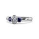 1 - Caron 0.70 ctw Natural GIA Certified Diamond Oval Shape (6x4 mm) and Side Blue Sapphire Three Stone Ring  