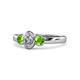 1 - Caron 0.74 ctw Natural GIA Certified Diamond Oval Shape (6x4 mm) and Side Peridot Three Stone Ring  