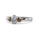 1 - Caron 0.70 ctw Natural GIA Certified Diamond Oval Shape (6x4 mm) and Side Smoky Quartz Three Stone Ring  