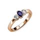 2 - Caron Oval Cut Blue Sapphire and Diamond Three Stone Engagement Ring 