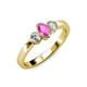 2 - Caron Oval Cut Pink Sapphire and Diamond Three Stone Engagement Ring 