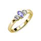 2 - Caron Oval Cut Tanzanite and Diamond Three Stone Engagement Ring 