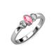2 - Caron Oval Cut Pink Tourmaline and Diamond Three Stone Engagement Ring 