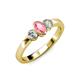 2 - Caron Oval Cut Pink Tourmaline and Diamond Three Stone Engagement Ring 