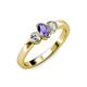 2 - Caron Oval Cut Iolite and Diamond Three Stone Engagement Ring 
