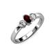 2 - Caron Oval Cut Red Garnet and Diamond Three Stone Engagement Ring 