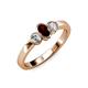 2 - Caron Oval Cut Red Garnet and Diamond Three Stone Engagement Ring 