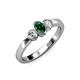 2 - Caron Oval Cut Emerald and Diamond Three Stone Engagement Ring 