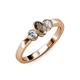 2 - Caron Oval Cut Smoky Quartz and Diamond Three Stone Engagement Ring 
