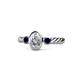 1 - Carolyn 0.48 ctw Natural GIA Certified Diamond Oval Shape (6x4 mm) With Side Blue Sapphire Three Stone Rope Ring  