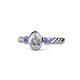 1 - Carolyn 0.47 ctw Natural GIA Certified Diamond Oval Shape (6x4 mm) With Side Tanzanite Three Stone Rope Ring  