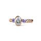 1 - Carolyn 0.47 ctw Natural GIA Certified Diamond Oval Shape (6x4 mm) With Side Tanzanite Three Stone Rope Ring  